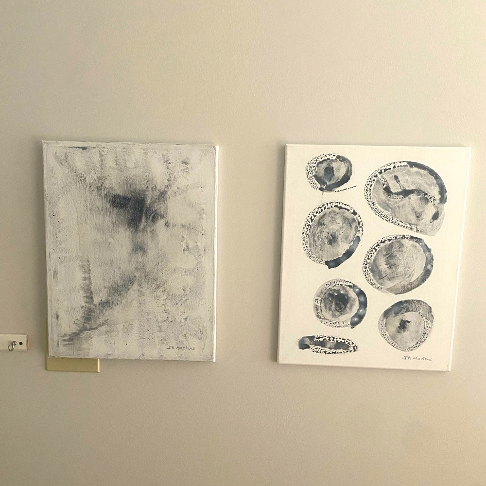 Abstract Gray and White Canvas original Art Set